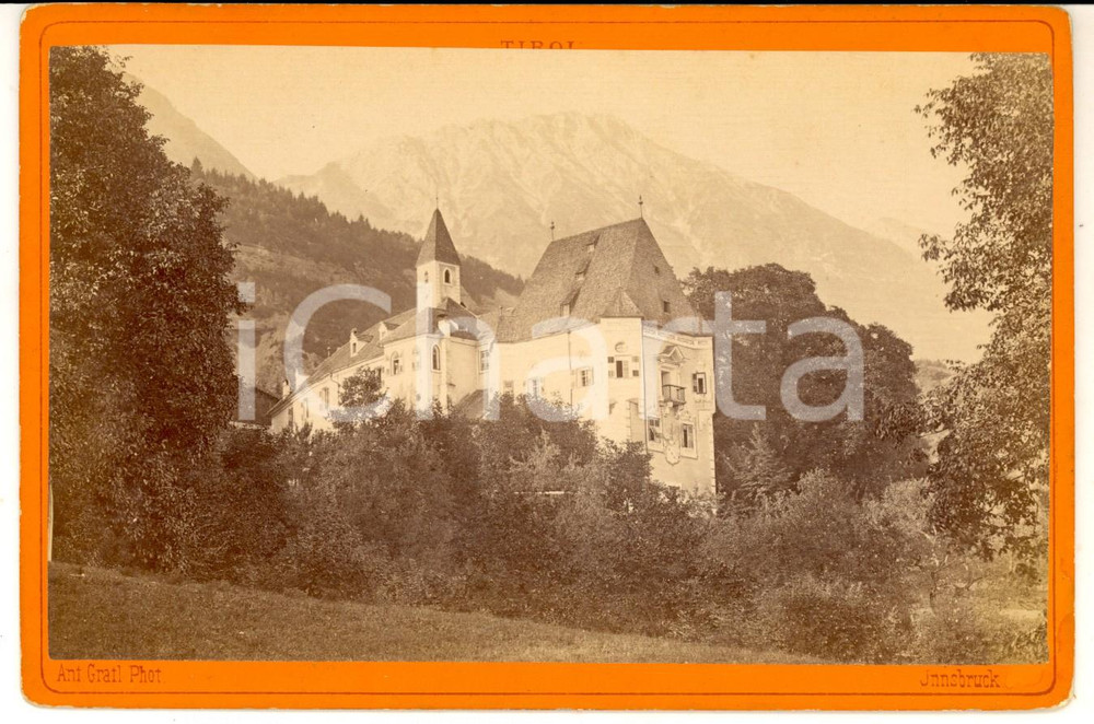 Fotografia d epoca originale 1880 ca TIROL  INNSBRUCK  Schloss Weiherburg Foto Ant. GRATL VINTAGE 17x11 cm 1
