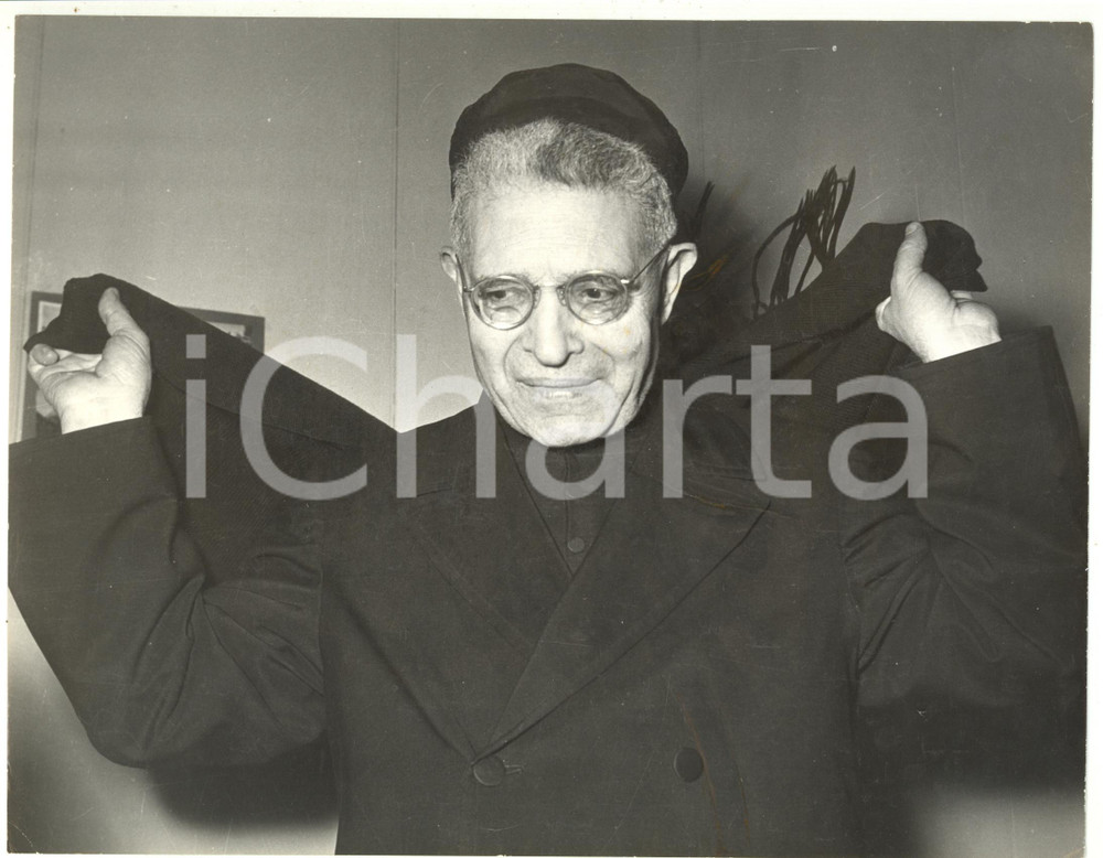 Fotografia d epoca originale 1959 ROMA Villa Nazareth  Ritratto card. Domenico TARDINI Fotografia 27x21 cm 1
