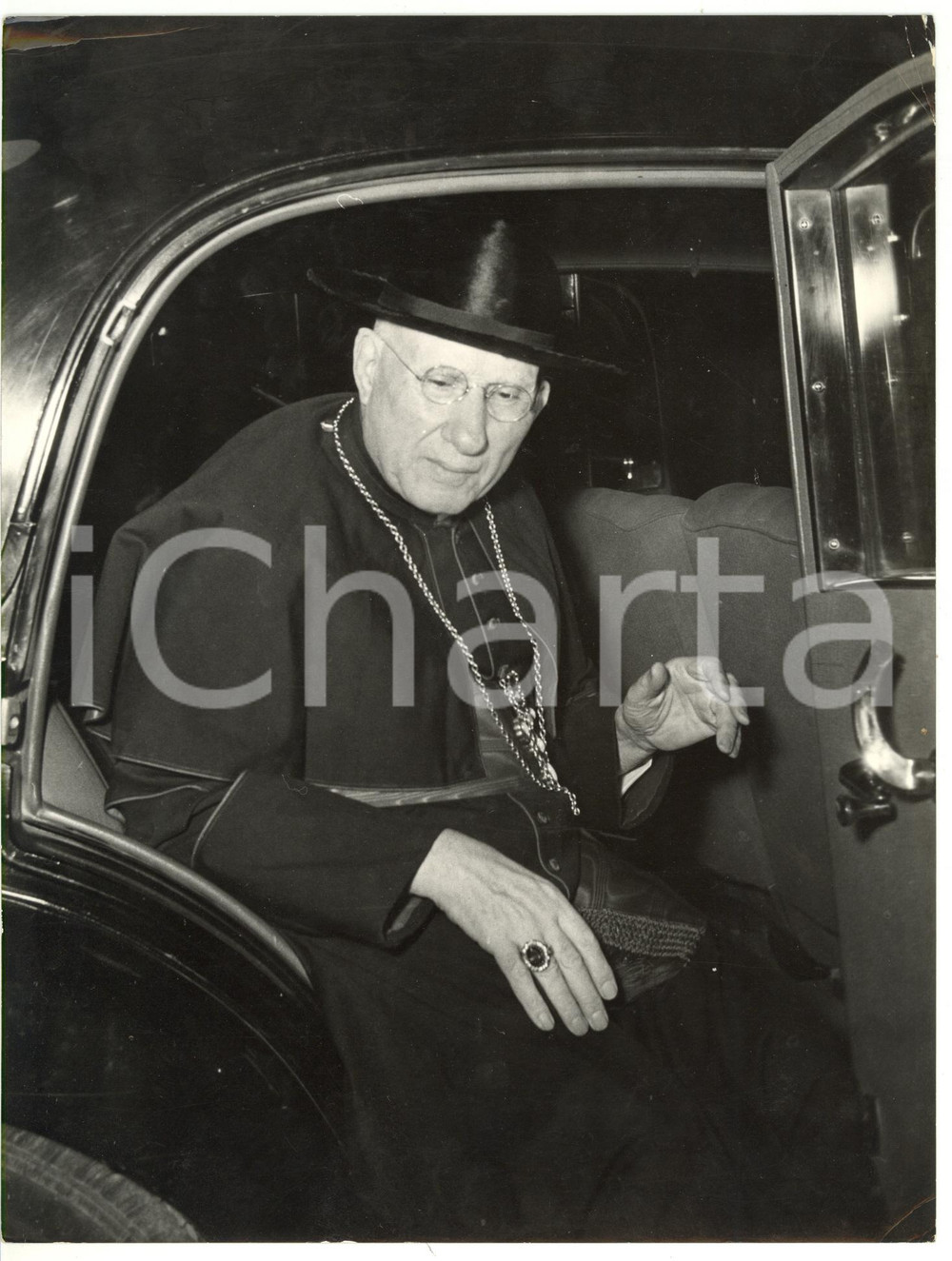 1955 ca ROMA Arrivo in auto card. Pietro FUMASONI BIONDI *Foto 18x24
