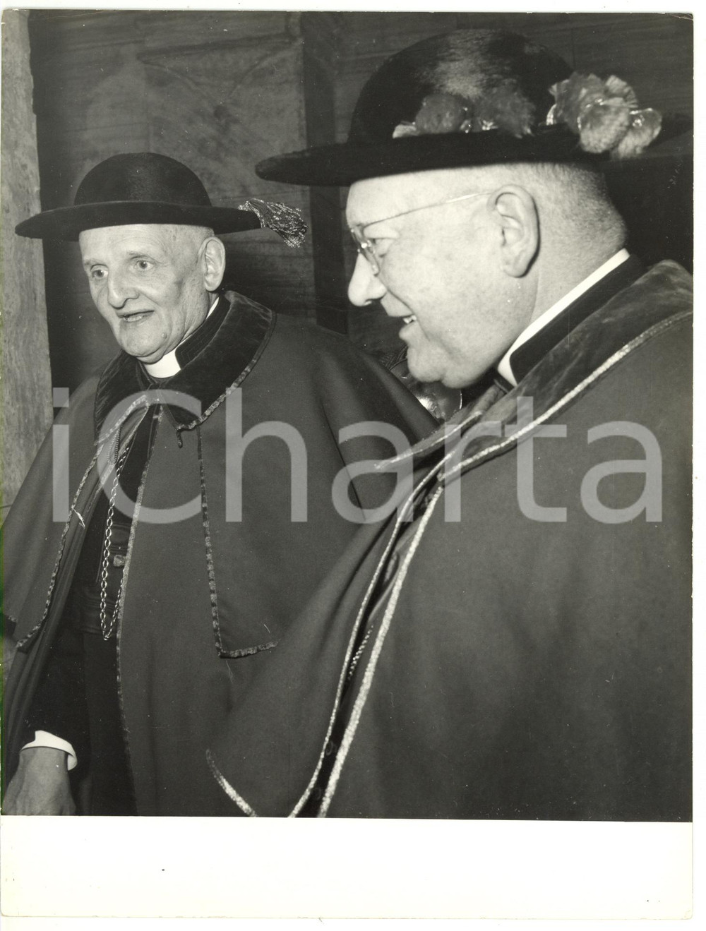Fotografia d epoca originale 1955 ca ROMA Card. PierreMarie GERLIER con Maurice FELTIN Foto 18x24 1