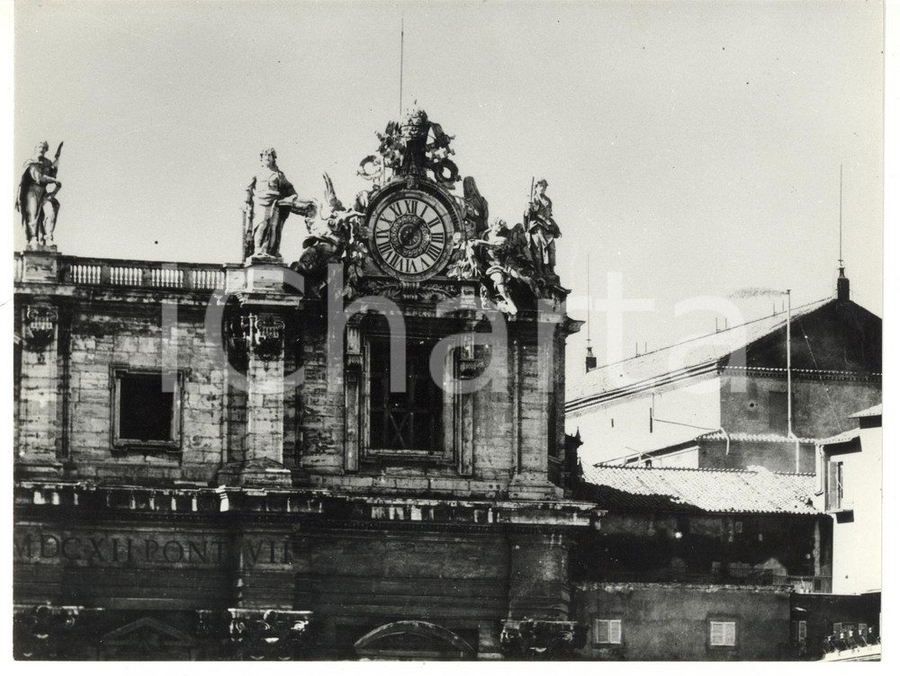 Fotografia d epoca originale 1963 CITTA  DEL VATICANO Fumata bianca per elezione papa PAOLO VI Foto 24x18 cm 1