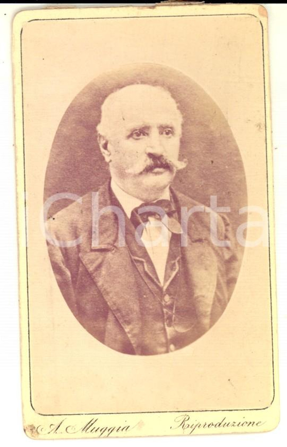 Fotografia d epoca originale 1870 ca MILANO Ritratto di uomo anziano  Fotografia A. MUGGIA CDV 1