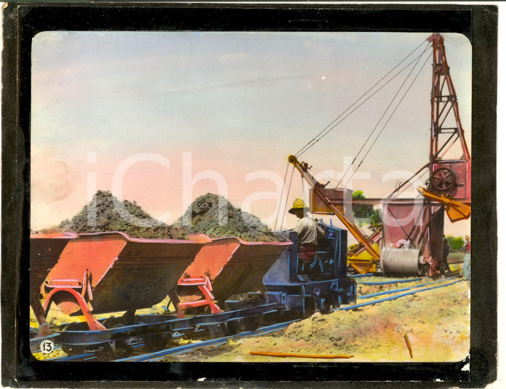 Fotografia d epoca originale 1955 ca STRADELLA ? Operaio in un cantiere edile  Foto COLORATA A MANO 1