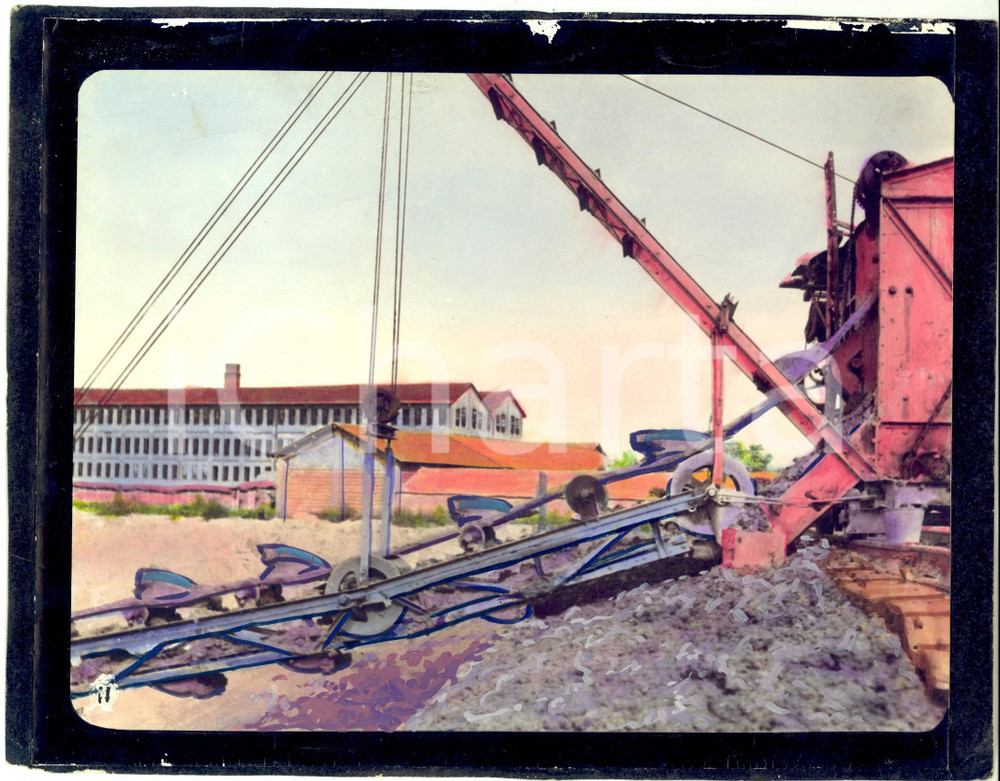 Fotografia d epoca originale 1955 ca STRADELLA ? Cantiere edile in  zona industriale Foto COLORATA A MANO 1