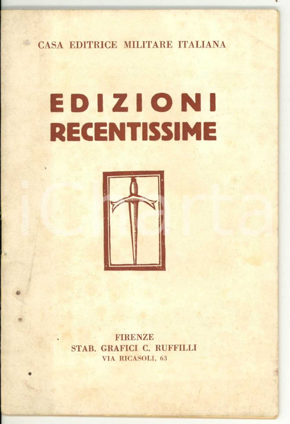 Libro, pubblicazione d epoca 1922 CASA EDITRICE MILITARE ITALIANA Edizioni recentissime  Catalogo 32 pp. 1