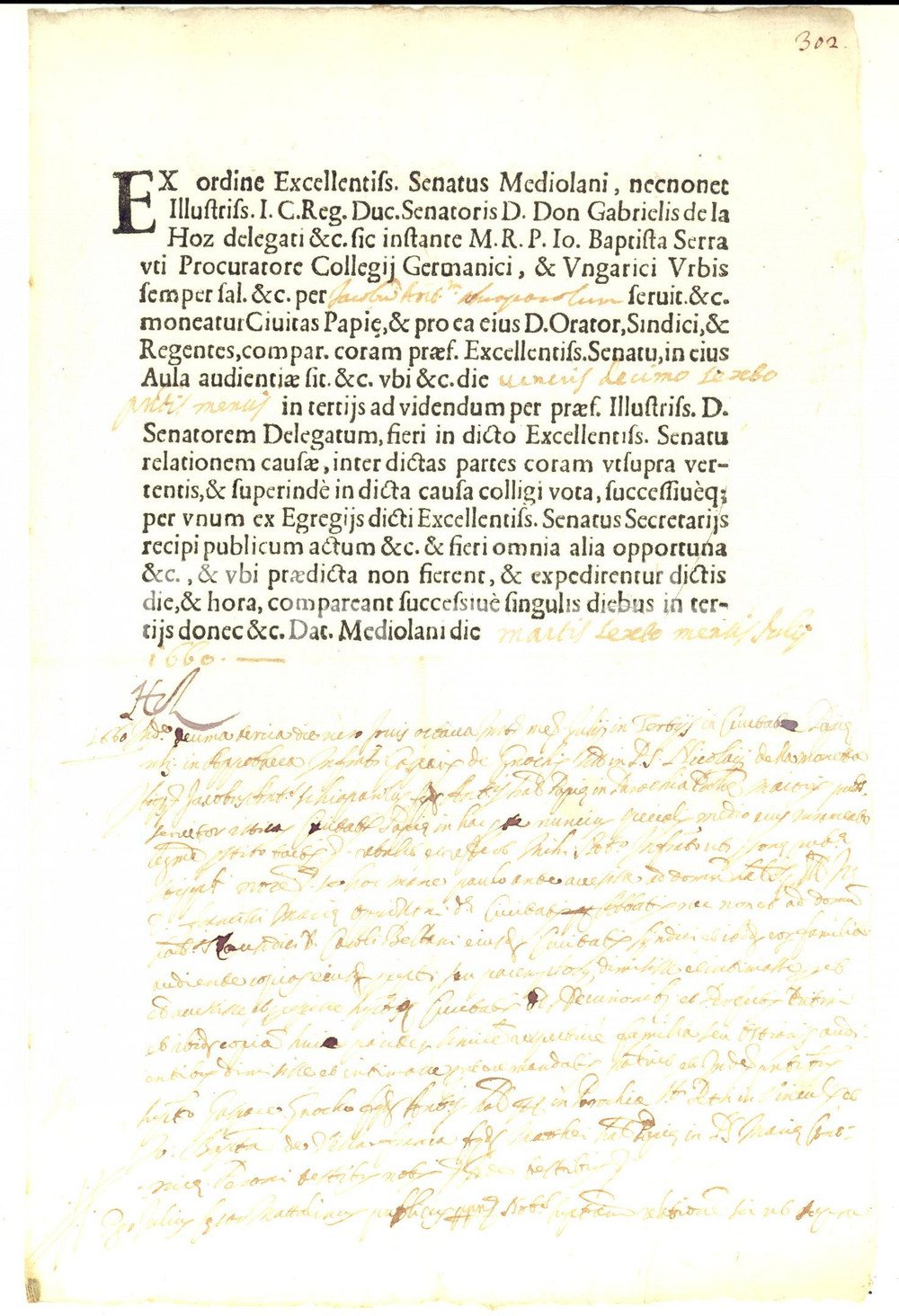 Documento originale, autentico 1660 SENATO DI MILANO Mandato di comparizione per Giacomo Antonio SCHIAPAROLI 1