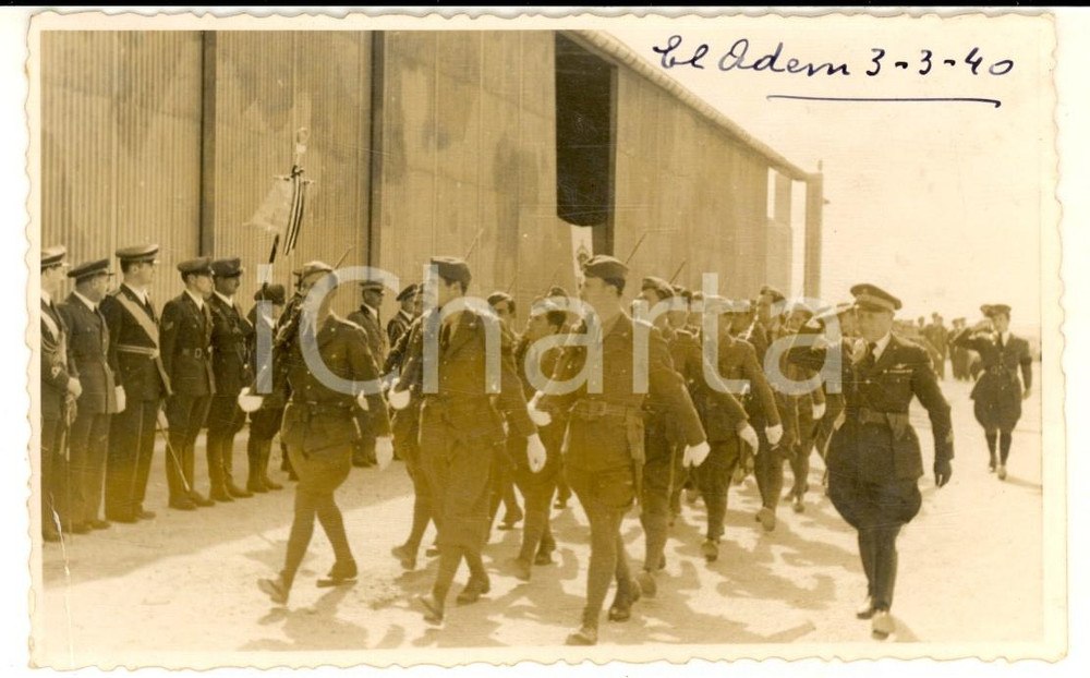 Fotografia d epoca originale 1940 Regio Aeroporto EL ADEM LIBIA Ufficiali squadra aerea italiana  Foto 1