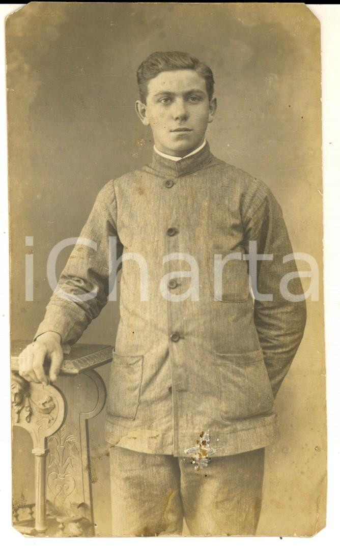 Fotografia d epoca originale 1915 ca WW1 REGIO ESERCITO FERRARA Ritratto di giovane recluta Foto G. BISI 1