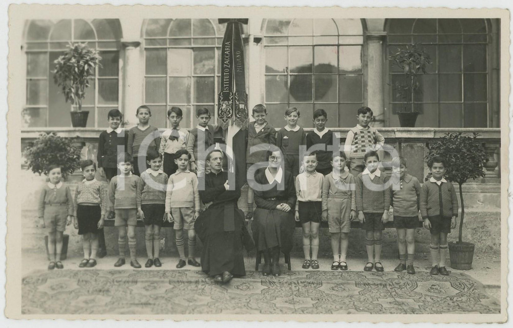 Fotografia d epoca originale 1930 ca MILANO Istituto ZACCARIA Ritratto di classe con rettore BRUGOLA  Foto 1