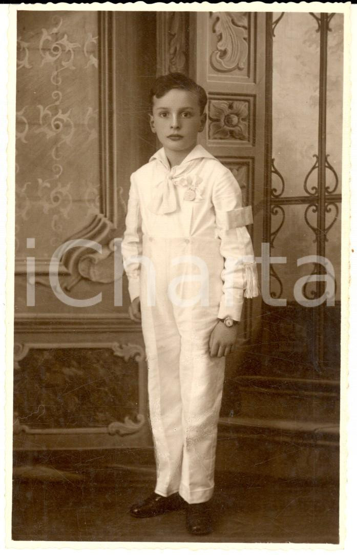 Fotografia d epoca originale 1932 MILANO Ritratto di Mario VIGNATI nel giorno della Comunione Foto cartolina 1