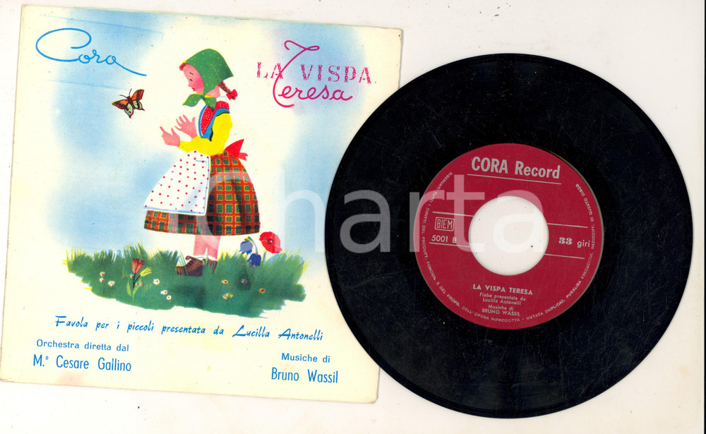 Oggetto da collezione cartaceo 1950 ca Lucilla Antonelli LA VISPA TERESA Disco 33 giri  CORA Record 1
