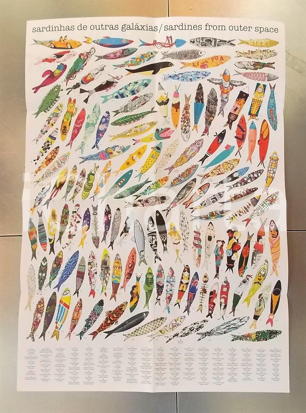 Materiale pubblicitario d’epoca 2017 FESTAS LISBOA Sardines from outer space  Exhibition  Manifesto 42x60 cm 1