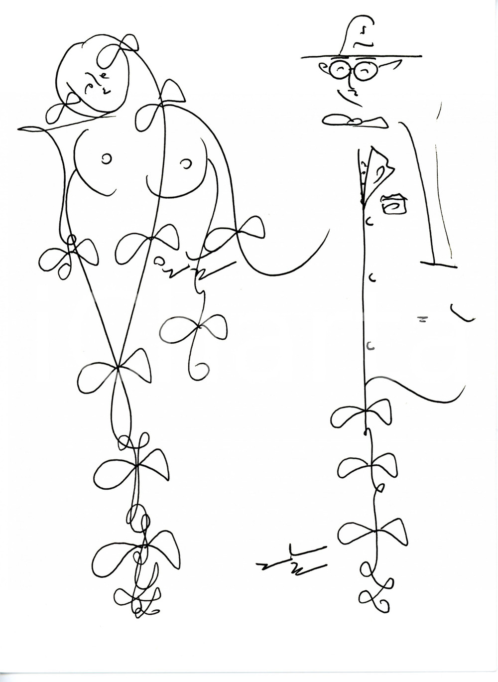 Stampa, bozzetto originale 2017 Yvens PESSOA Omaggio a Fernando PESSOA con nudo femminile Bozzetto FIRMATO 1