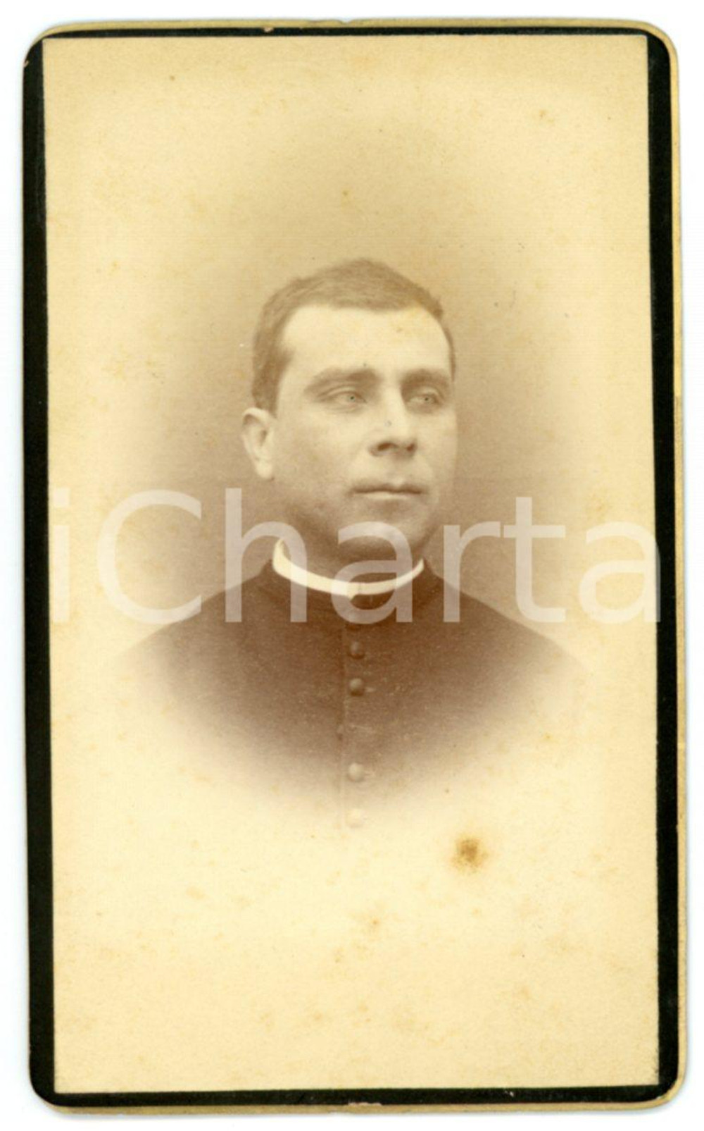 Fotografia d epoca originale 1900 ca ITALIA ? Ritratto di sacerdote in veste talare Fotografia CDV 1