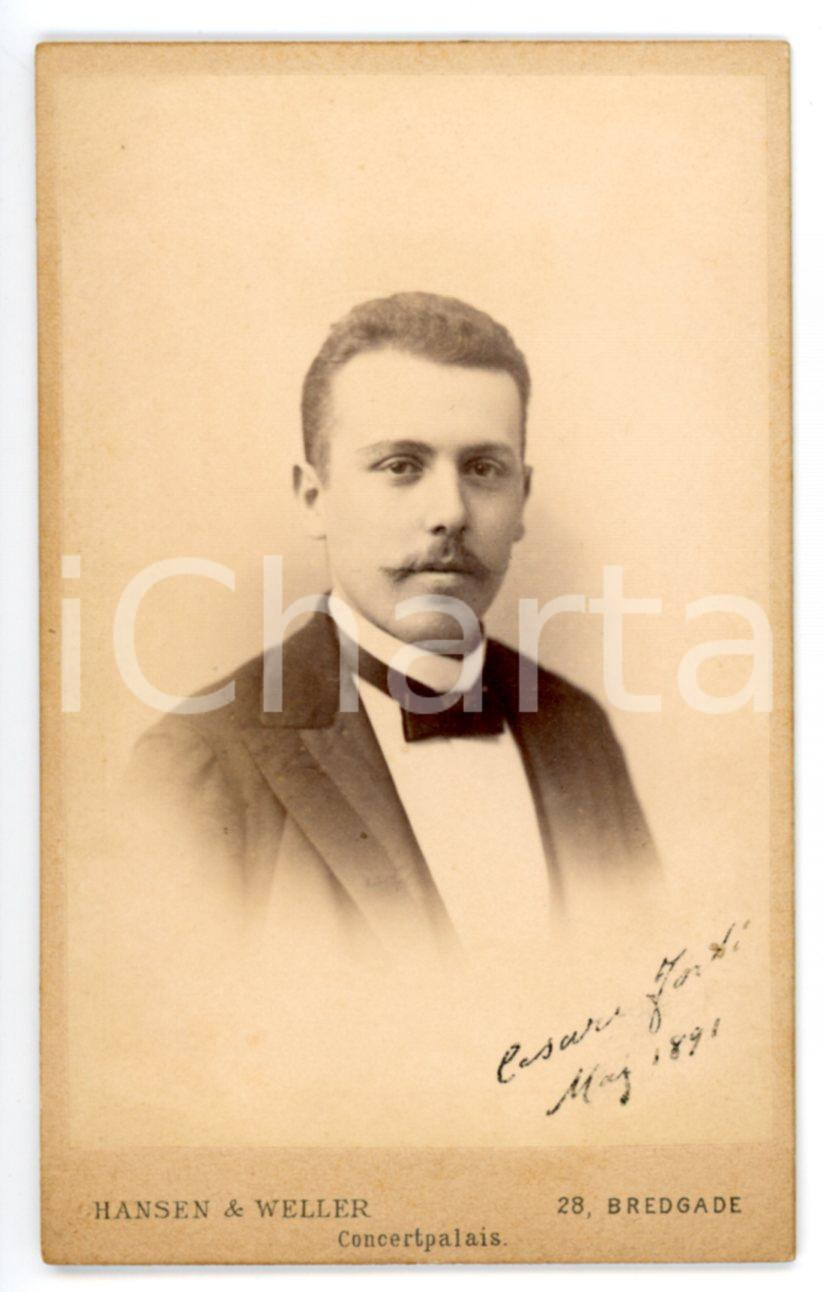 Fotografia d epoca originale 1891 BREDGADE Ritratto del botanico Cesare FORTI Foto HANSEN & WELLER  CDV 1