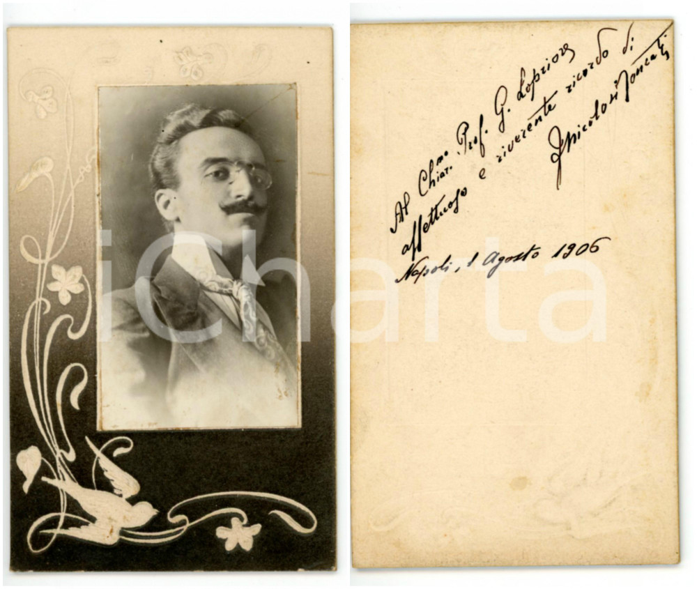 Fotografia d epoca originale 1906 NAPOLI Ritratto del botanico Francesco NICOLOSI RONCATI Fotografia CDV 1
