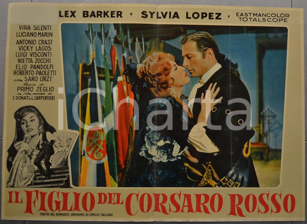 Materiale cinematografico d’epoca 1959 IL FIGLIO DEL CORSARO ROSSO Emilio SALGARI Lex BARKER Fotobusta 66x46 4 1