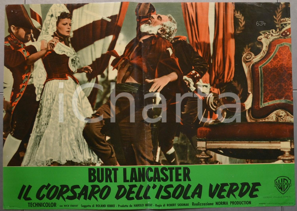 Materiale cinematografico d’epoca 1953 IL CORSARO DELL ISOLA VERDE Burt LANCASTER Fotobusta 66x46 cm 1