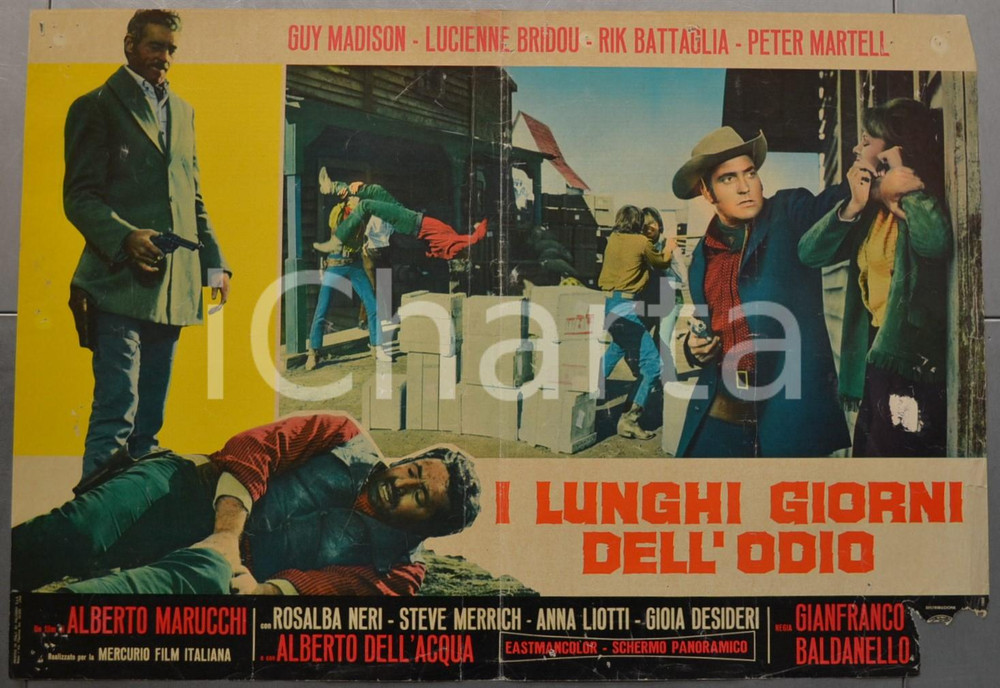 Materiale cinematografico d’epoca 1968 I LUNGHI GIORNI DELL ODIO Guy MADISON Lucienne BRIDOU Fotobusta 66x46 2 1
