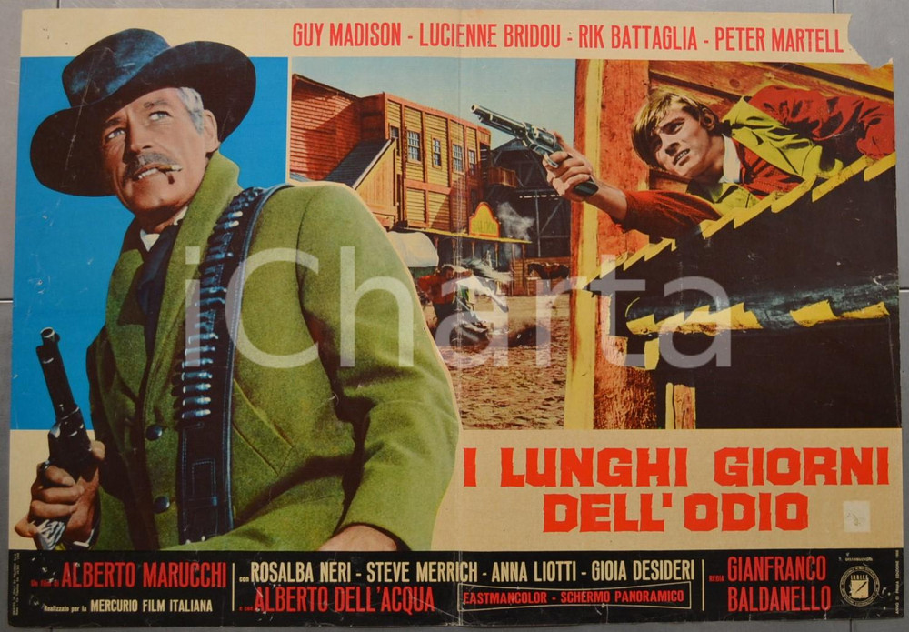 Materiale cinematografico d’epoca 1968 I LUNGHI GIORNI DELL ODIO Guy MADISON Lucienne BRIDOU Fotobusta 66x46 1 1