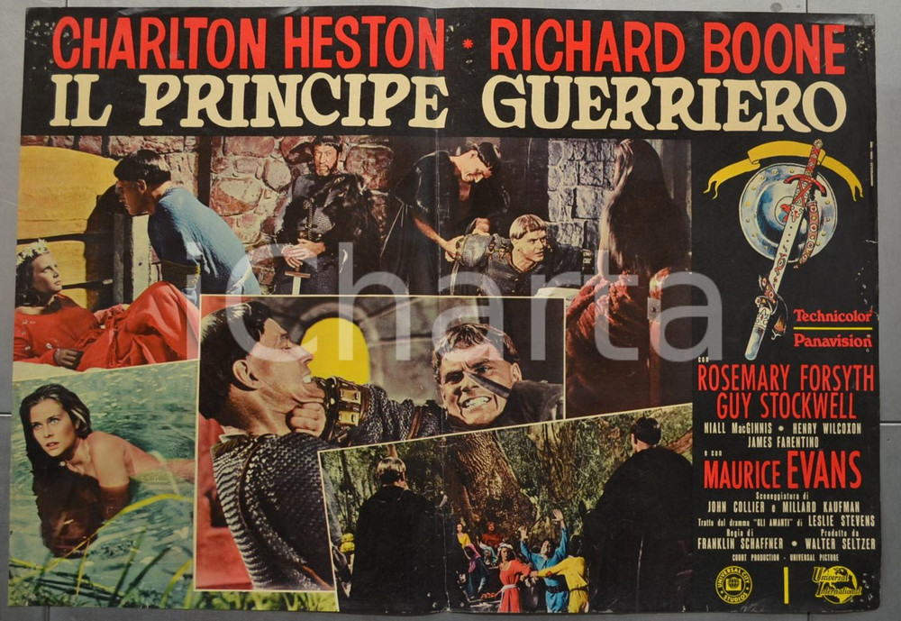 Materiale cinematografico d’epoca 1965 IL PRINCIPE GUERRIERO Charlton HESTON Richard BOONE Fotobusta 66x46 cm 2 1