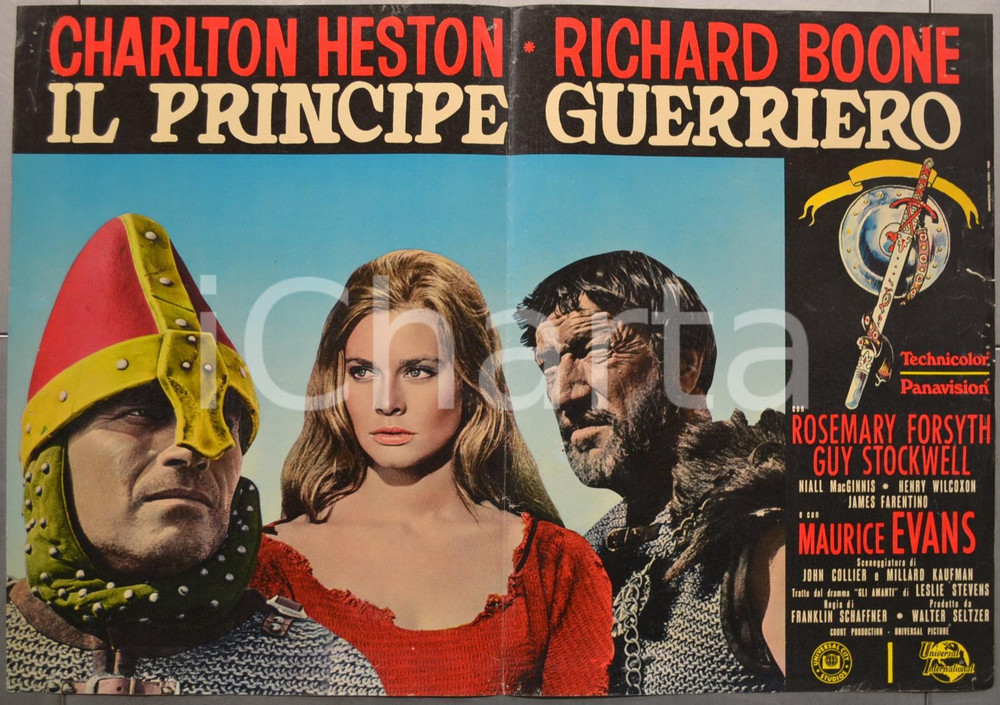 Materiale cinematografico d’epoca 1965 IL PRINCIPE GUERRIERO Charlton HESTON Richard BOONE Fotobusta 66x46 cm 1 1