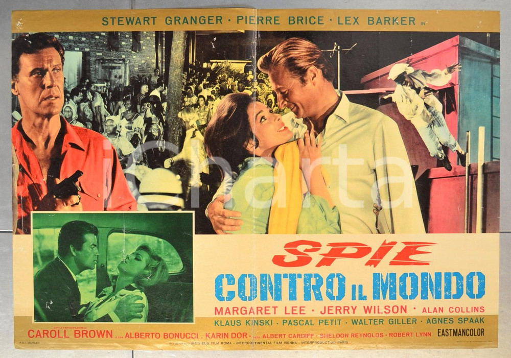 Materiale cinematografico d’epoca 1966 SPIE CONTRO TUTTI Stewart GRANGER Pierre BRICE Lex BARKER Fotobusta 66x46 1