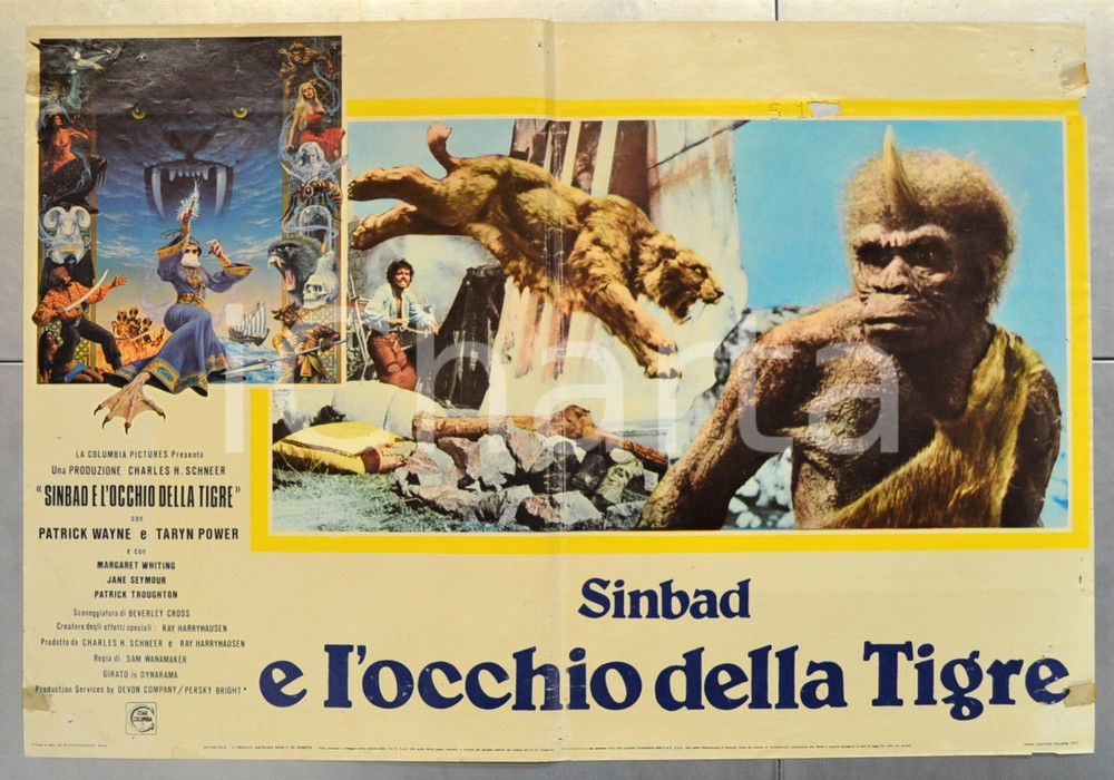 Materiale cinematografico d’epoca 1977 SINBAD E L OCCHIO DELLA TIGRE Ray HARRYHAUSEN Patrick WAYNE Fotobusta 66x46 1