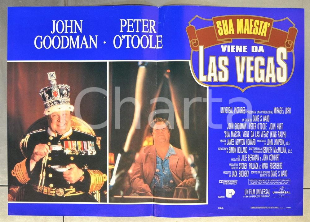1991 SUA MAESTÀ VIENE DA LAS VEGAS John GOODMAN Peter O'TOOLE Fotobusta 66x46 cm