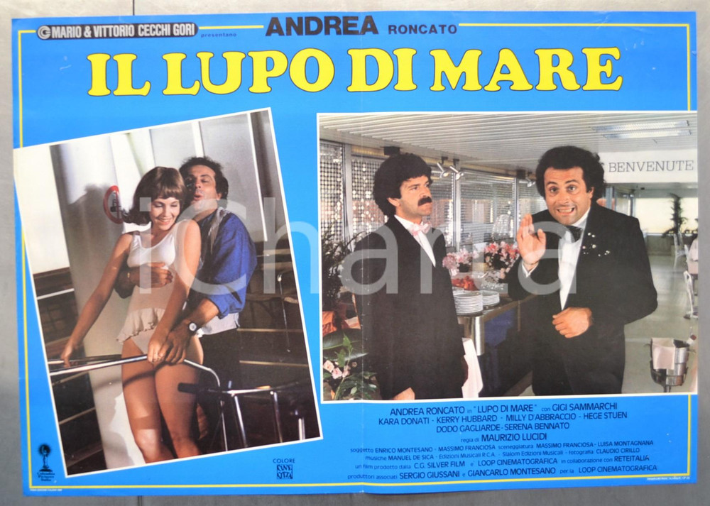 Materiale cinematografico d’epoca 1987 IL LUPO DI MARE Andrea RONCATO Gigi SAMMARCHI Kara DONATI Fotobusta 66x46 1