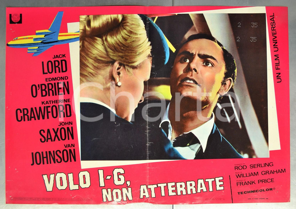 Materiale cinematografico d’epoca 1968 VOLO IG, NON ATTERRATE Rod SERLING Jack LORD John SAXON Fotobusta 66x46 cm 1