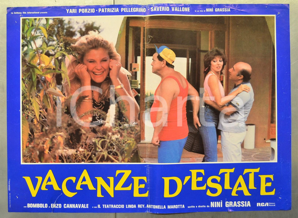 Materiale cinematografico d’epoca 1985 VACANZE D ESTATE Enzo CANNAVALE  BOMBOLO Yari PORZIO Fotobusta 66x46 cm 1