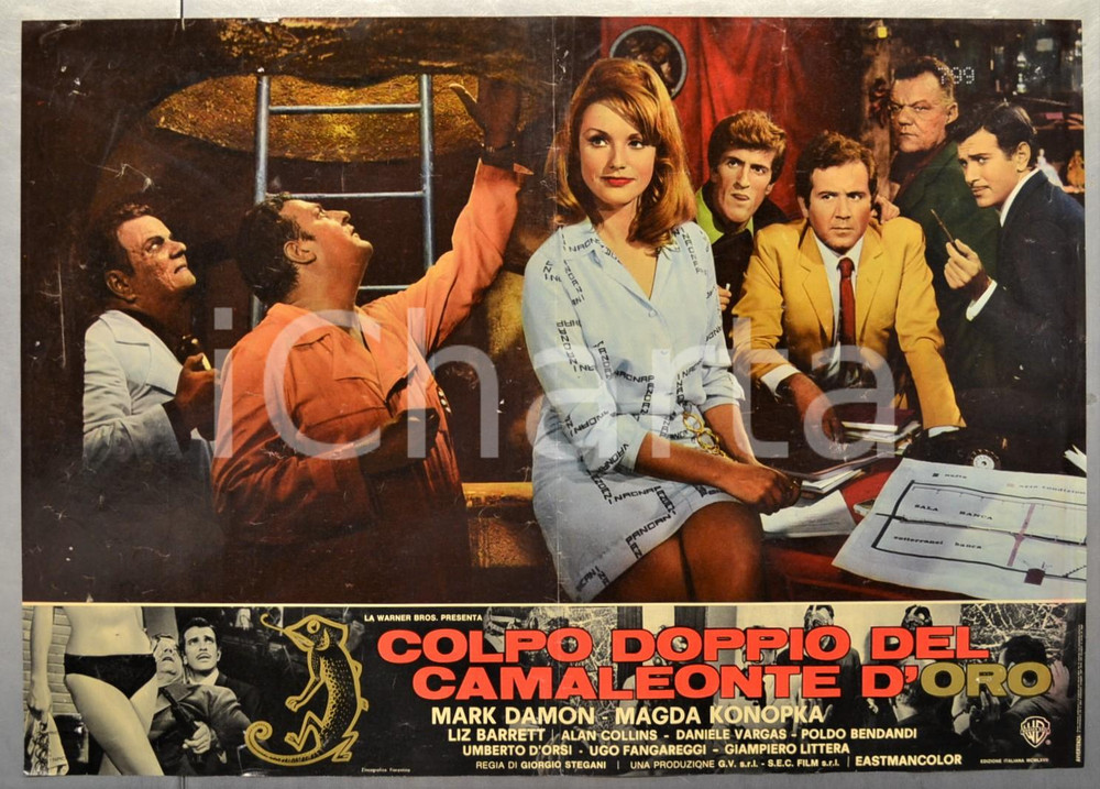 Materiale cinematografico d’epoca 1967 COLPO DOPPIO DEL CAMALEONTE D ORO Mark DAMON Fotobusta 66x46 cm 3 1