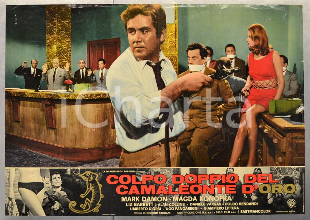 Materiale cinematografico d’epoca 1967 COLPO DOPPIO DEL CAMALEONTE D ORO Mark DAMON Fotobusta 66x46 cm 2 1
