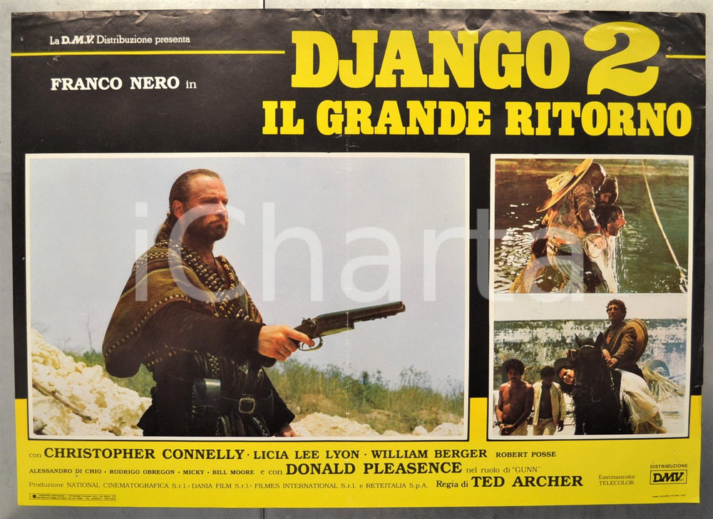 Materiale cinematografico d’epoca 1987 DJANGO 2  IL GRANDE RITORNO Franco NERO Licia LEE LYON Fotobusta 66x46 cm 1