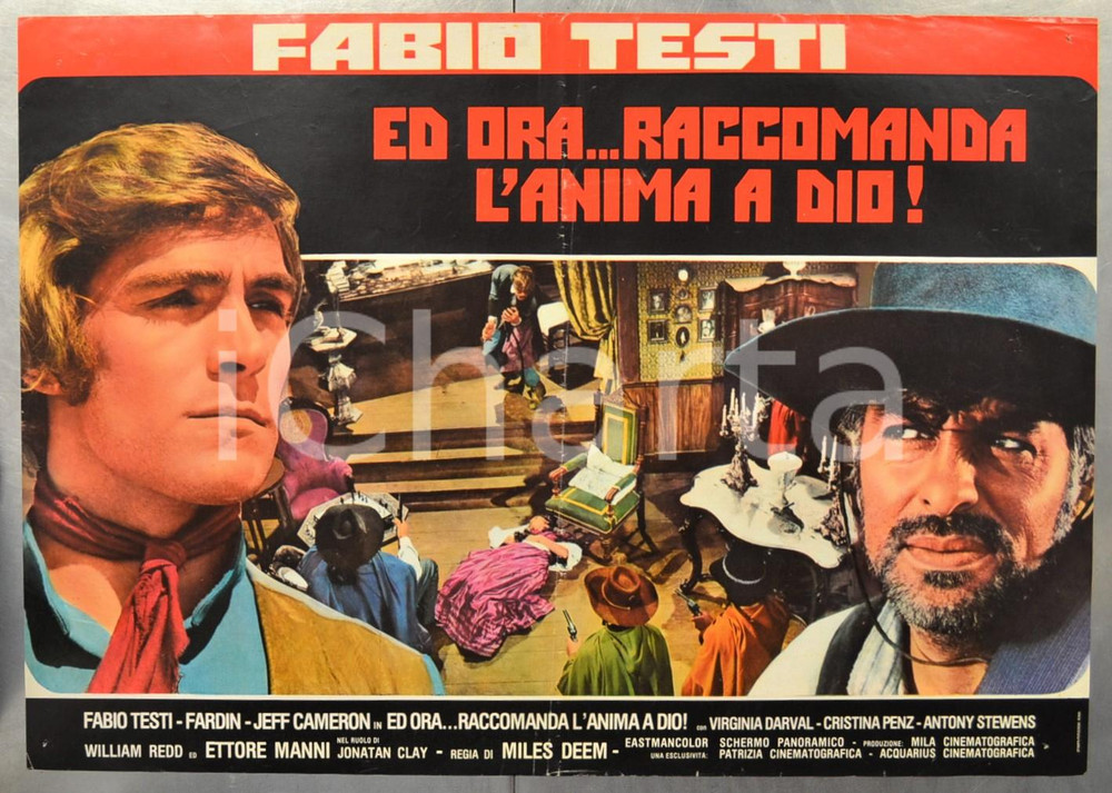 Materiale cinematografico d’epoca 1968 ED ORA...RACCOMANDA L ANIMA A DIO! Fabio TESTI  FARDIN Fotobusta 66x46 cm 1
