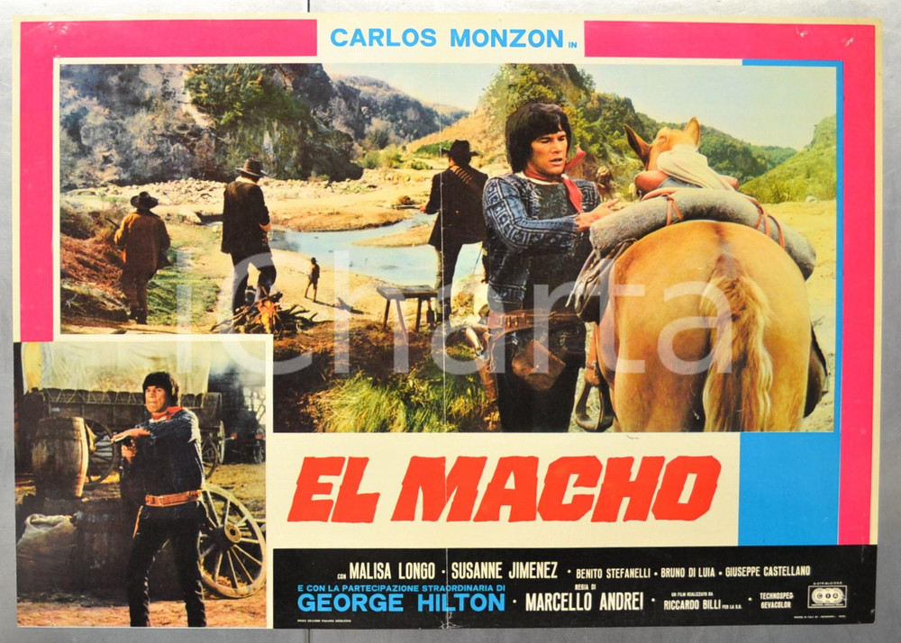 Materiale cinematografico d’epoca 1977 EL MACHO Carlos MONZON Malisa LONGO Susanne JIMENEZ Fotobusta 66x46 cm 1