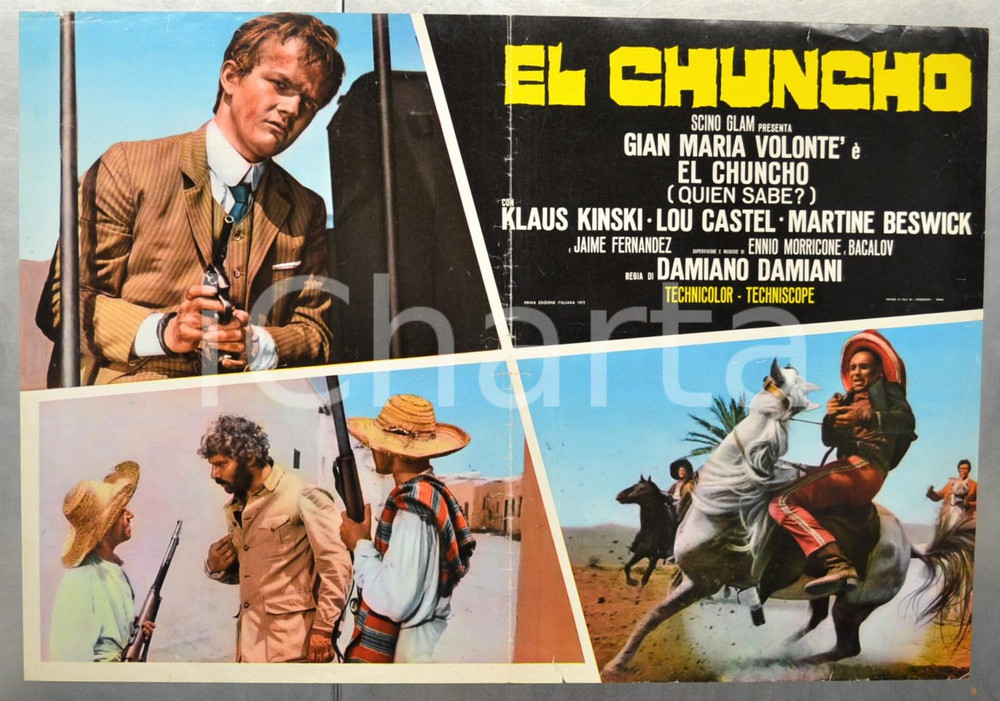Materiale cinematografico d’epoca 1972 EL CHUNCHO  QUIEN SABE? Lou CASTEL Gian Maria VOLONTÃˆ Fotobusta 66x46 cm 1