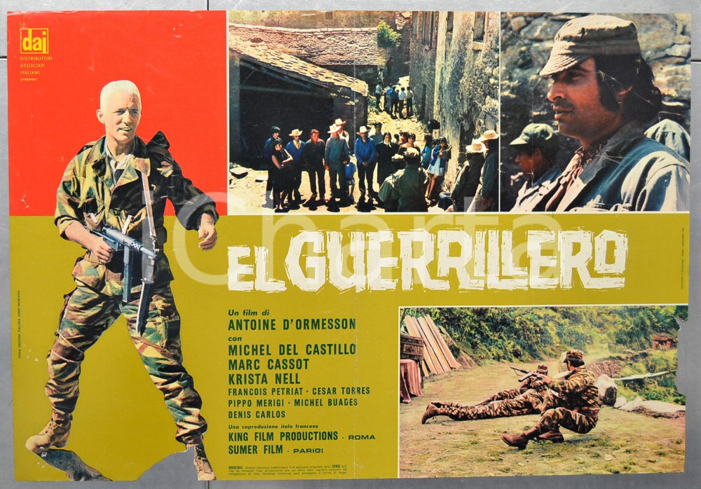 Materiale cinematografico d’epoca 1968 EL GUERRILLERO Michel DEL CASTILLO Marc CASSOT Fotobusta 66x46 cm 1