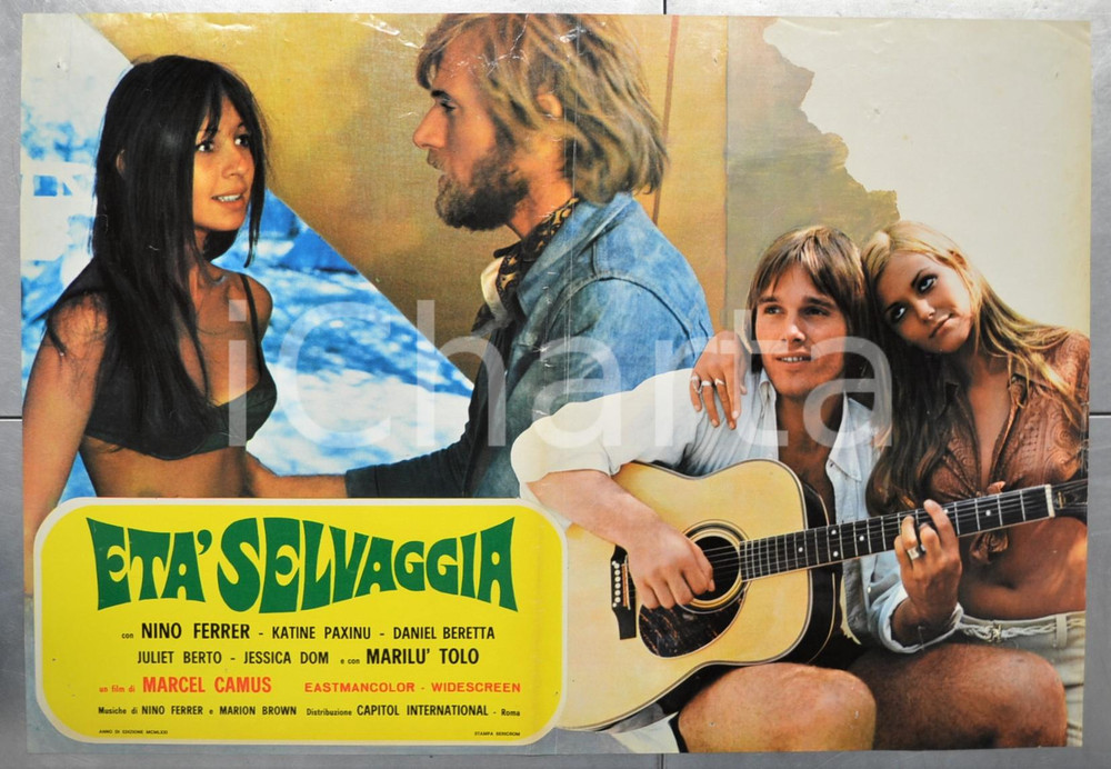 Materiale cinematografico d’epoca 1971 ETÃ€ SELVAGGIA Nino FERRER Katine PAXINU MarilÃ¹ TOLO Fotobusta 66x46 cm 1