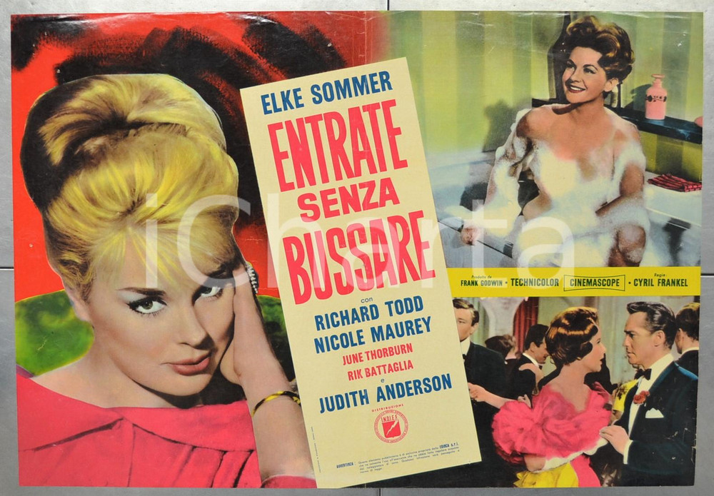 Materiale cinematografico d’epoca 1965 ENTRATE SENZA BUSSARE Elke SOMMER Richard TODD Fotobusta 66x46 cm 1
