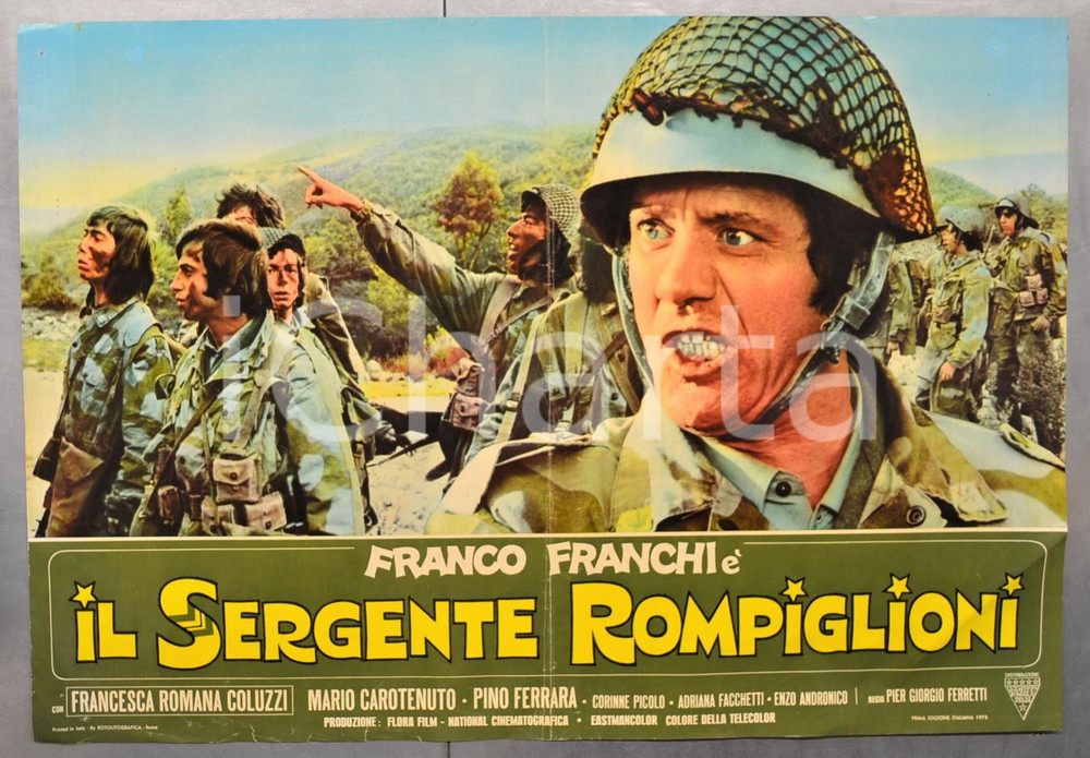 Materiale cinematografico d’epoca 1973 IL SERGENTE ROMPIGLIONI Franco FRANCHI Mario CAROTENUTO Fotobusta 66x46 cm 1
