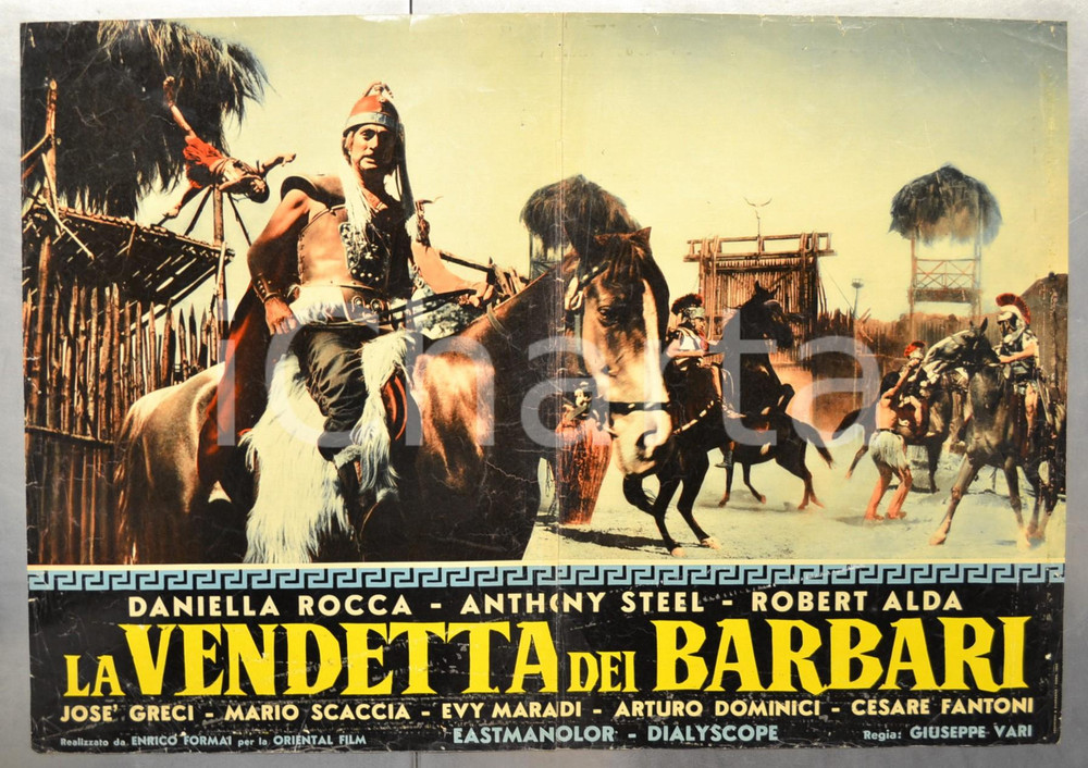 Materiale cinematografico d’epoca 1960 LA VENDETTA DEI BARBARI Anthony STEEL Robert ALDA  Fotobusta DANNEGGIATA 1