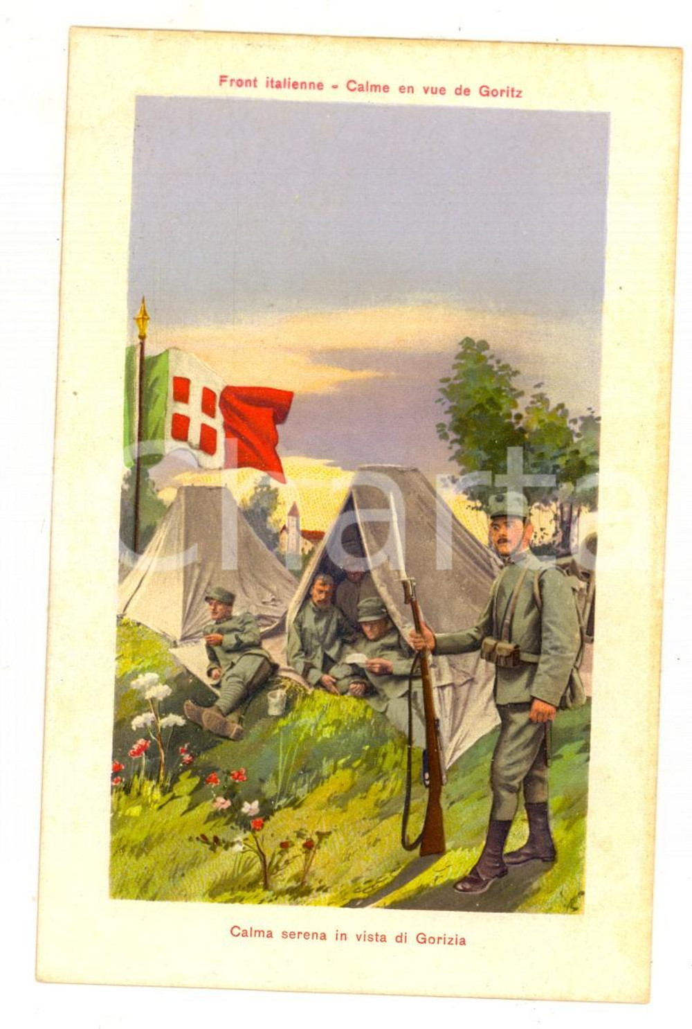 Cartolina originale da collezione 1915 ca WW1 FRONTE ITALIANO Calma in vista di Gorizia Cartolina postale FP NV 1