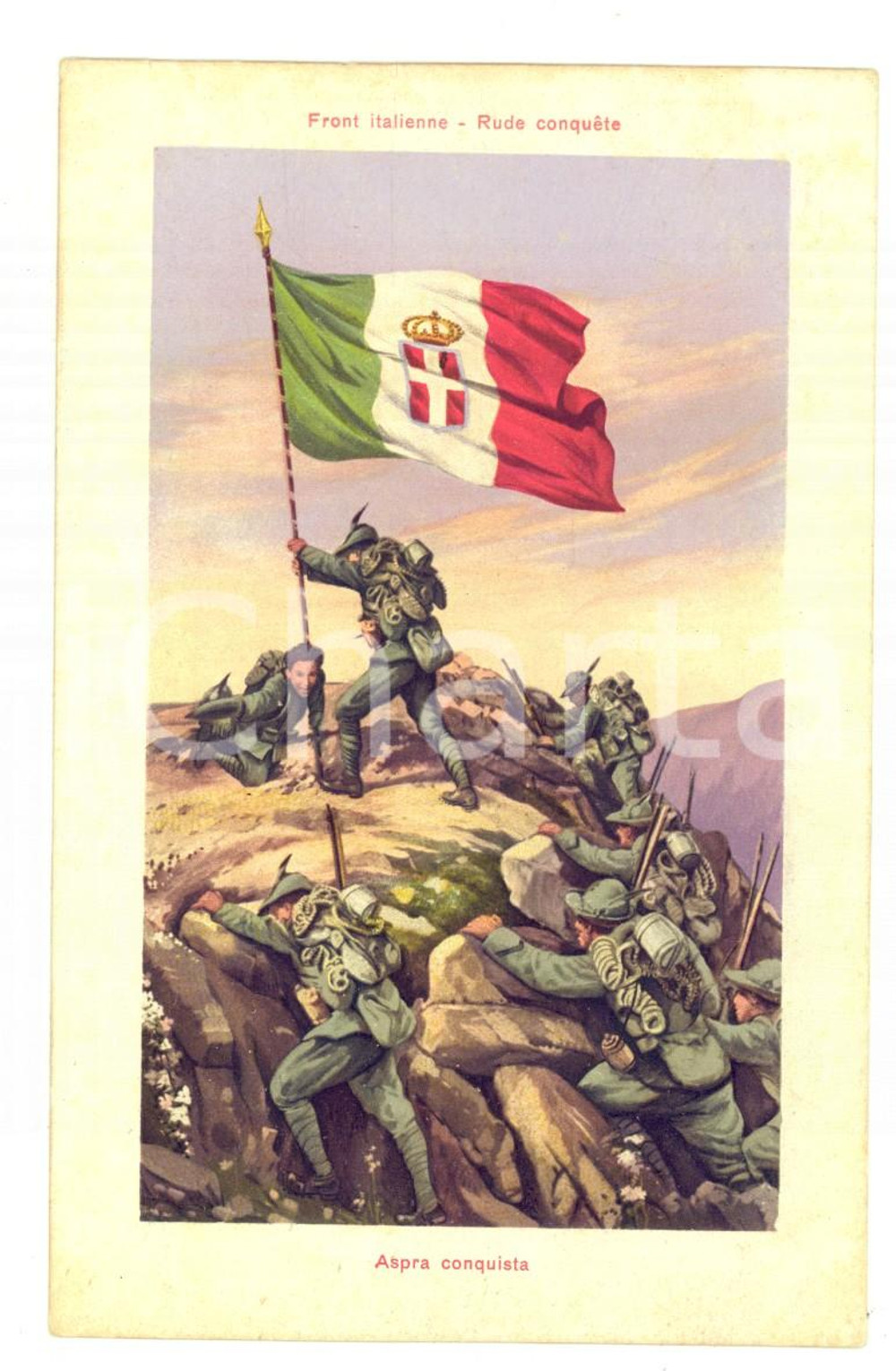 Cartolina originale da collezione 1915 ca WW1 FRONTE ITALIANO Aspra conquista della vetta Cartolina postale FP NV 1