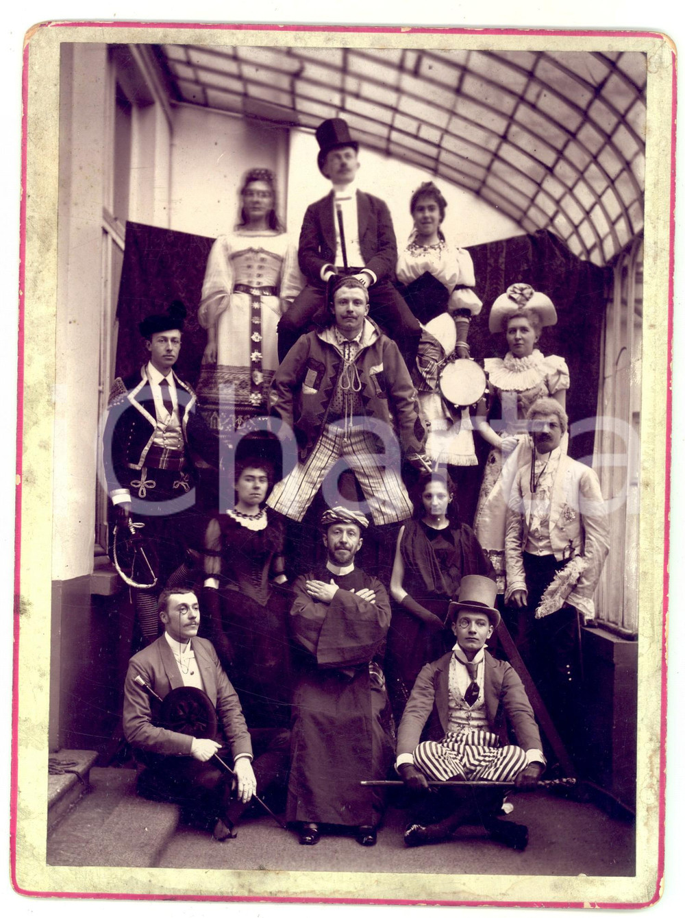 Fotografia d epoca originale 1900 ca AREA ITALIANA Festa di CARNEVALE in maschera Foto RARA CURIOSA 18x25 1