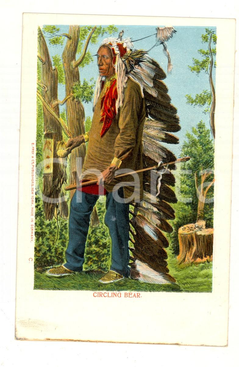 Cartolina originale da collezione 1900 ca USA Red Indian Chief  Circling Bear Vintage postcard RARE FP NV 1