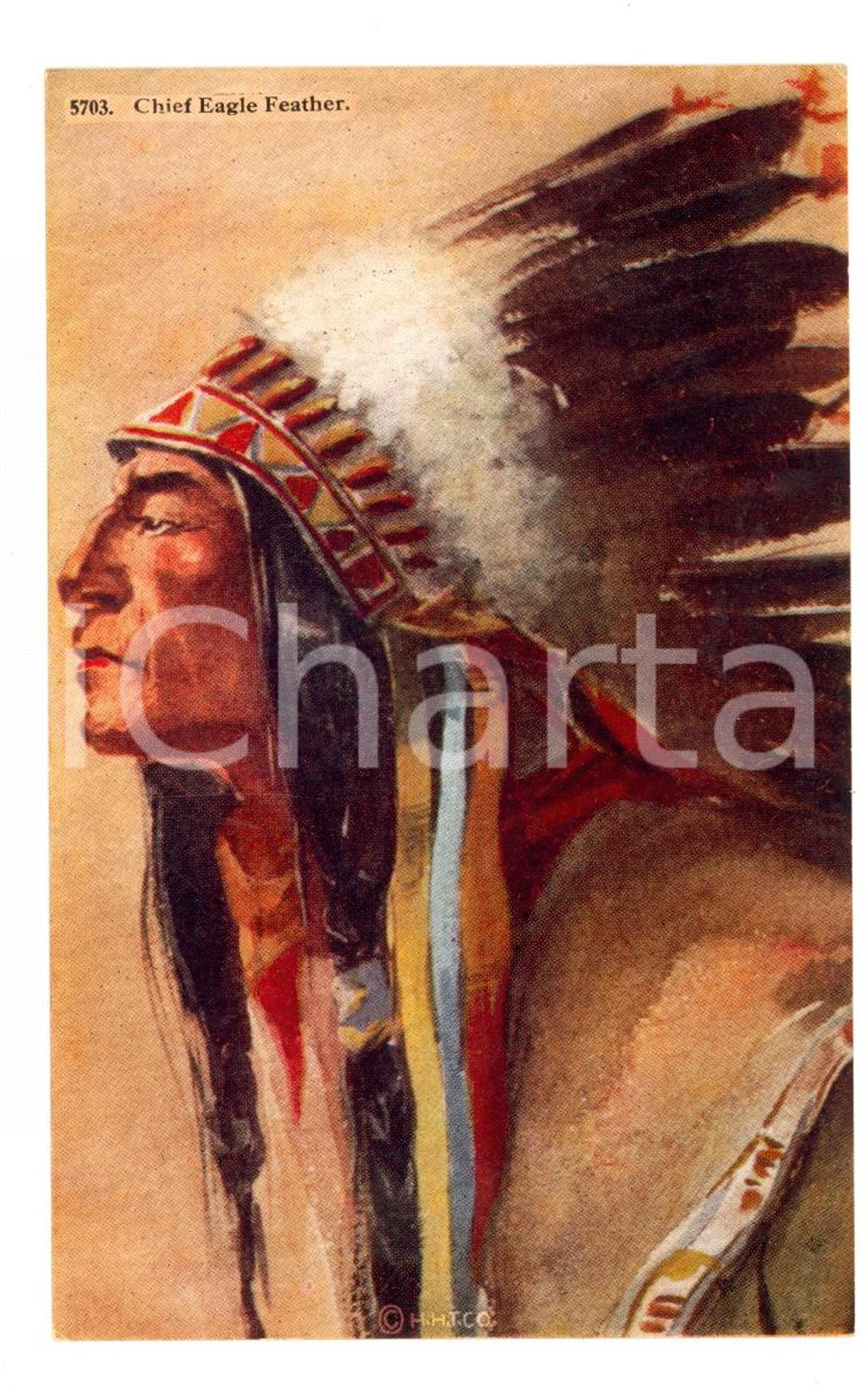 Cartolina originale da collezione 1910 ca USA Indian Chief  Eagle Feather Vintage postcard H. H. TAMMEN FP NV 1