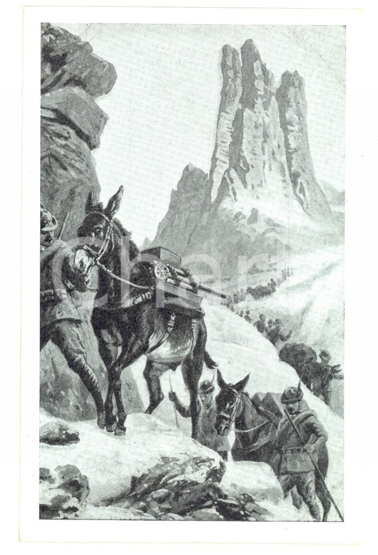 Cartolina originale da collezione 1915 ESERCITO ITALIANO Alpini in marcia Cartolina postale ILLUSTRATA FP NV 1