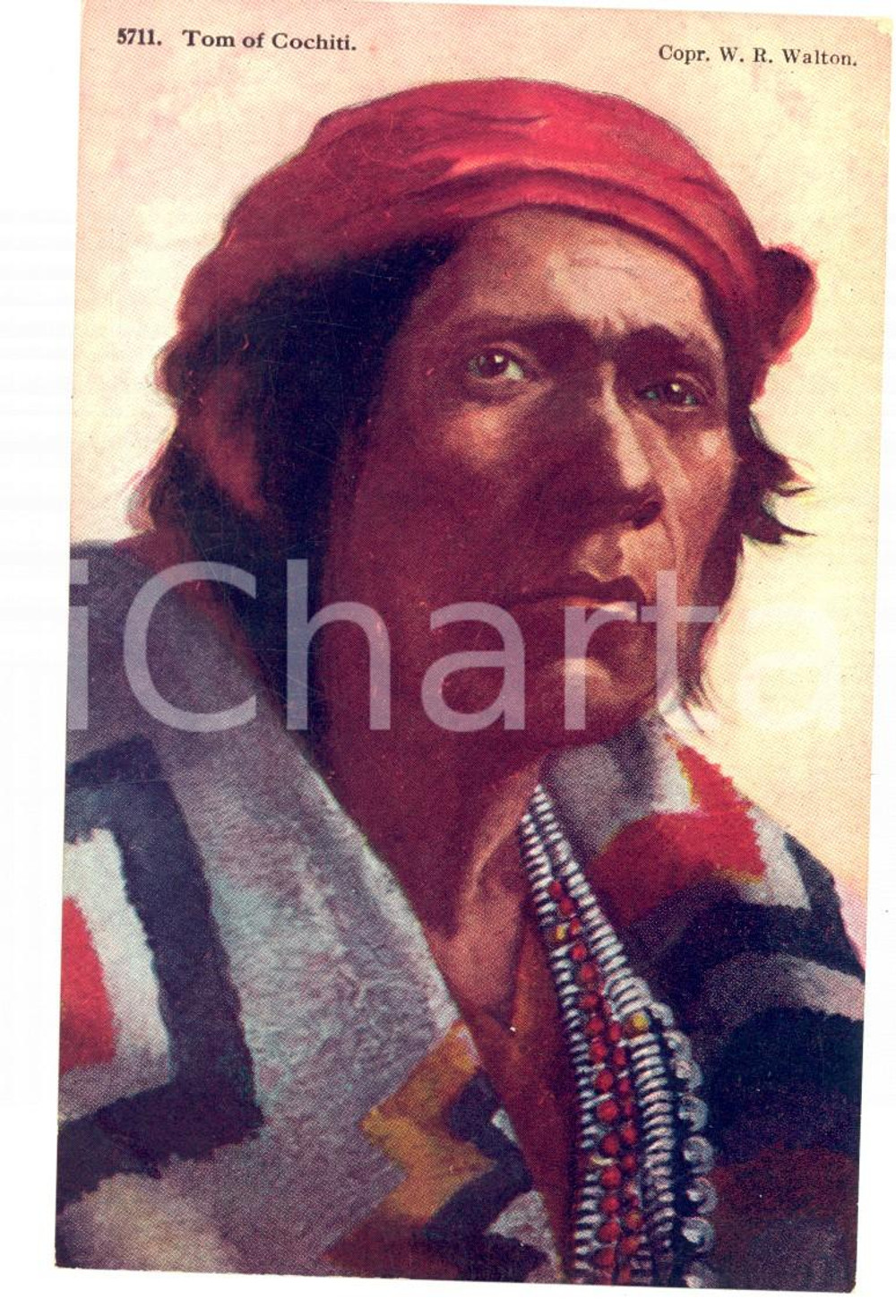Cartolina originale da collezione 1910 ca NATIVE AMERICANS Tom of Cochiti Vintage postcard H. H. TAMMEN FP NV 1